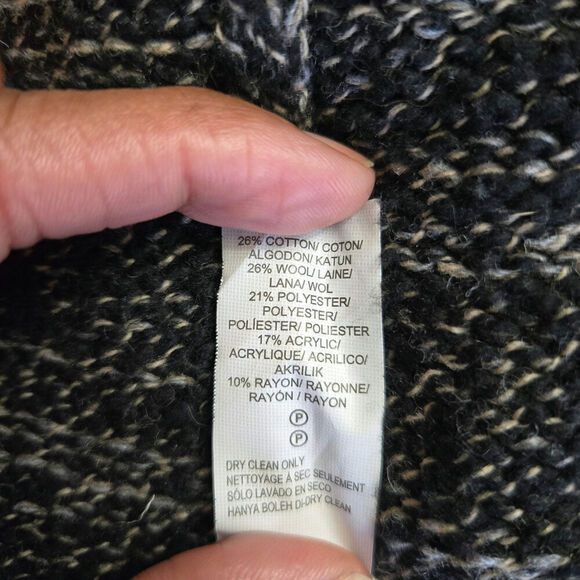 Lucky Brand Wool Blend Cardigan Small Shawl Collar Mixed Media Knit Open Front - Picture 10 of 12